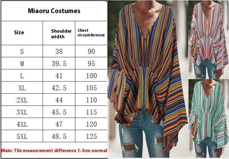 Title 1, Printed V-neck Long Sleeve Irregular Shirt Women