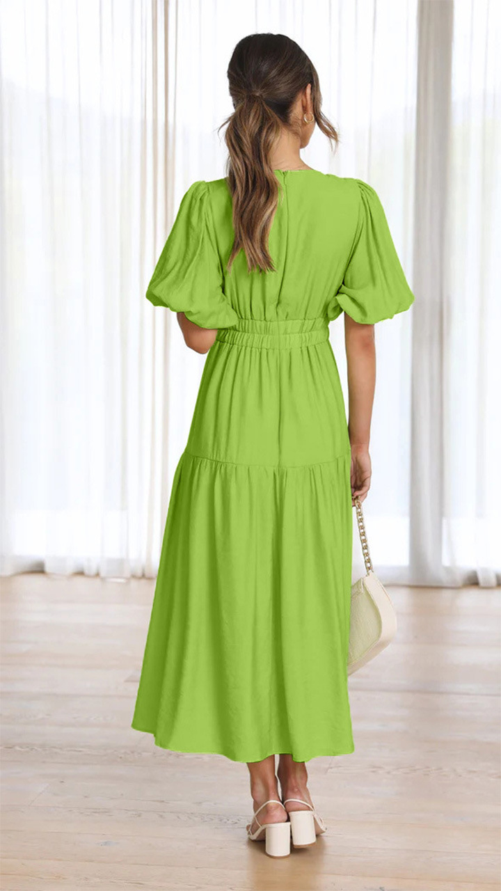 Title 13, V-neck Waist-tight Mid-length Dress