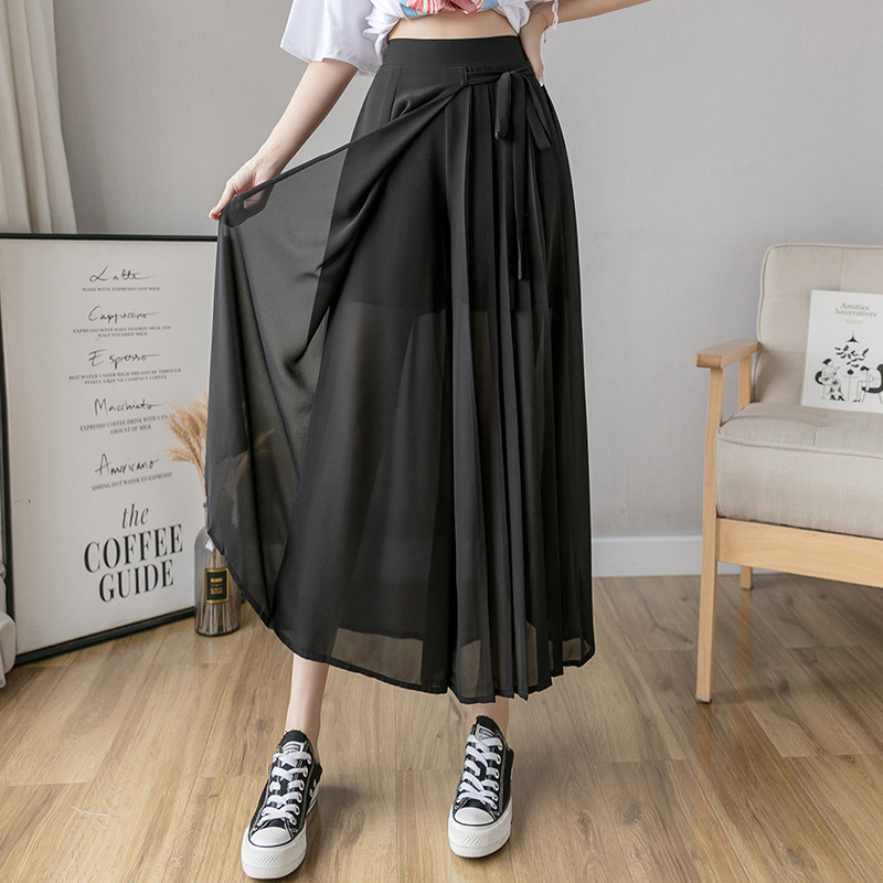 Title 5, Pleated chiffon cropped elastic waist casual pa...