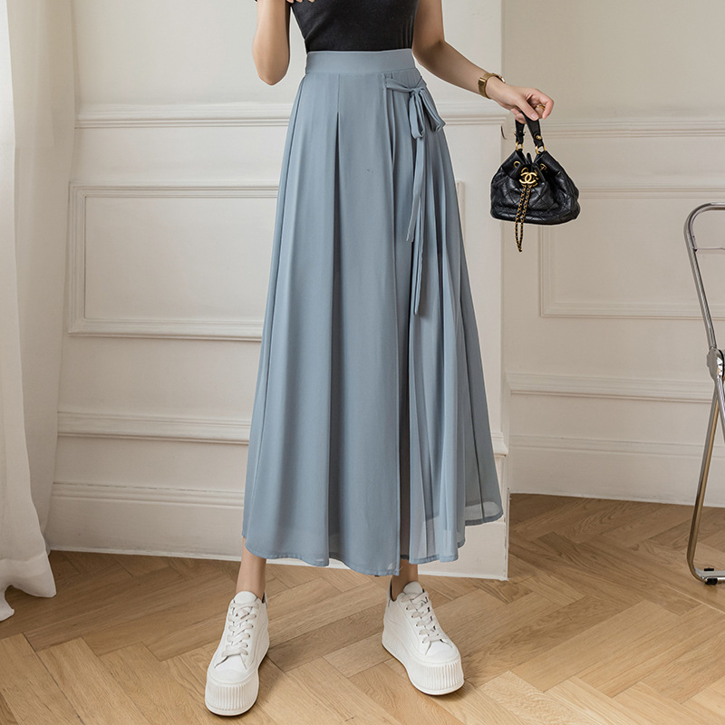 Title 6, Pleated chiffon cropped elastic waist casual pa...