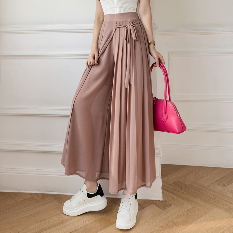 Title 9, Pleated chiffon cropped elastic waist casual pa...