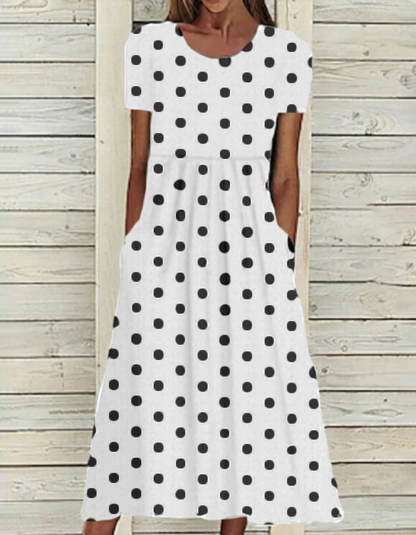 Title 3, Leisure And Elegant Polka Dot Round Neck Short ...