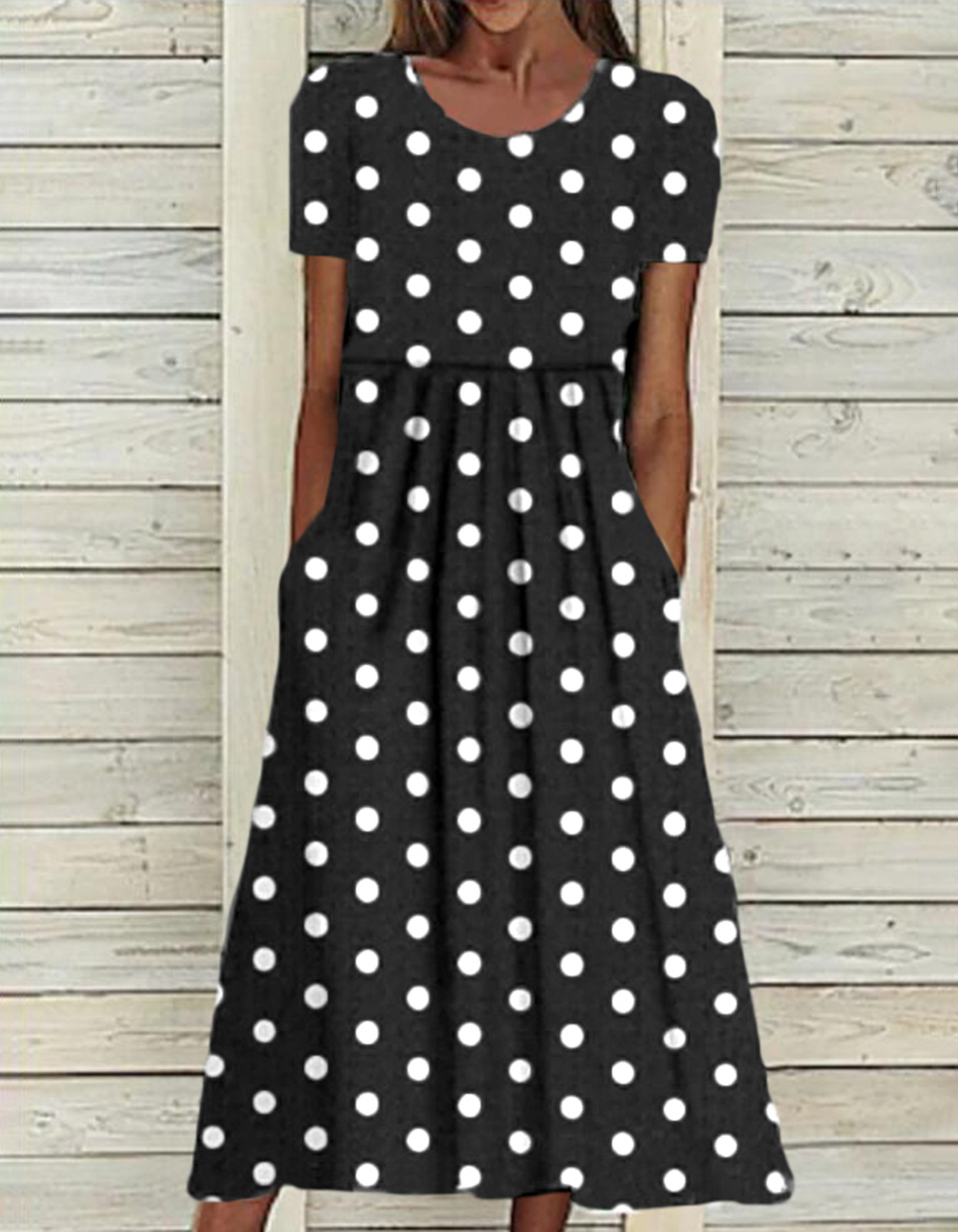 Title 7, Leisure And Elegant Polka Dot Round Neck Short ...