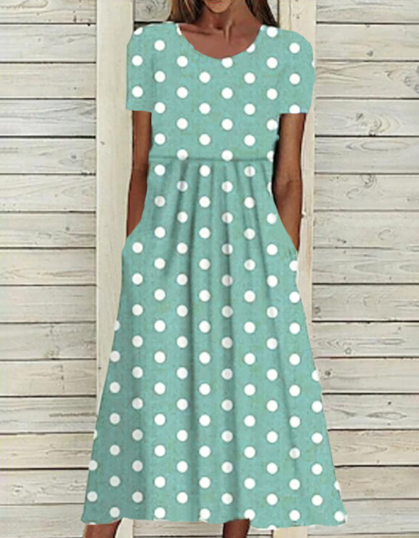 Title 9, Leisure And Elegant Polka Dot Round Neck Short ...