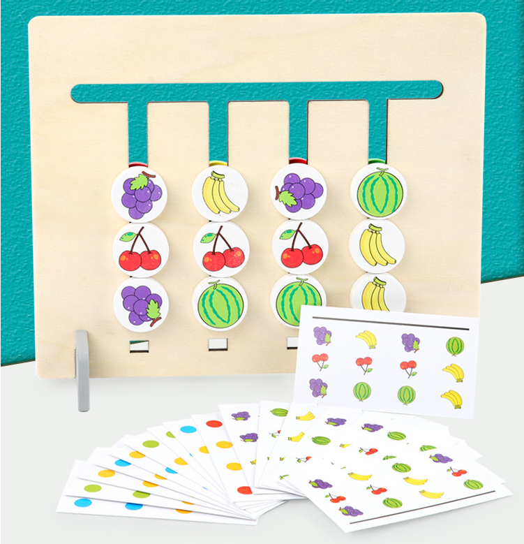 Title 1, Four-color Fruit Logic Game Double-sided Wooden...