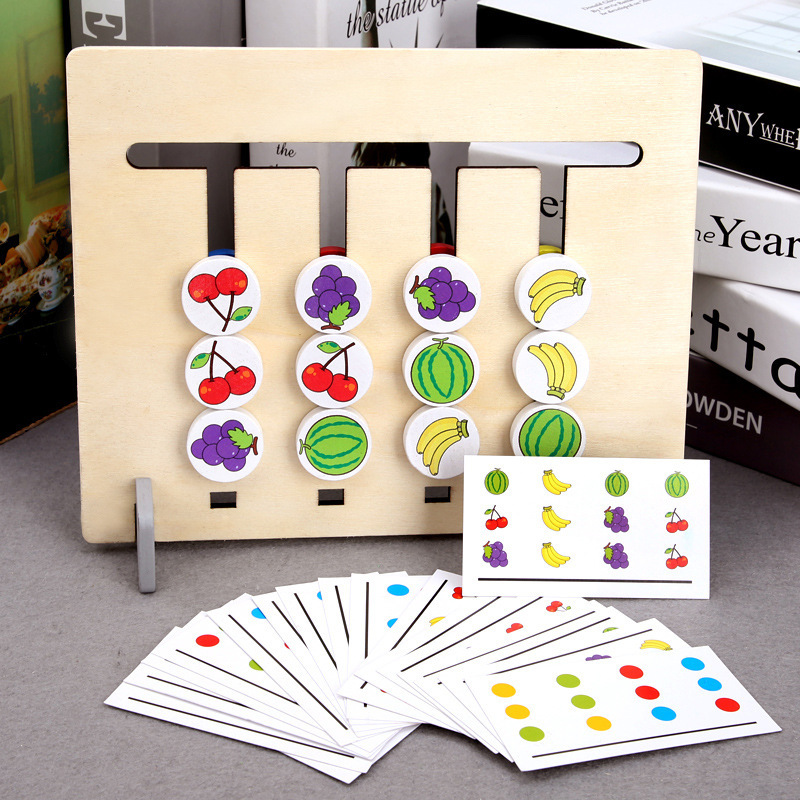 Title 3, Four-color Fruit Logic Game Double-sided Wooden...