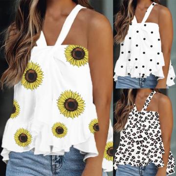 Women's Fashion Halter Ruffled Sleeveless Top