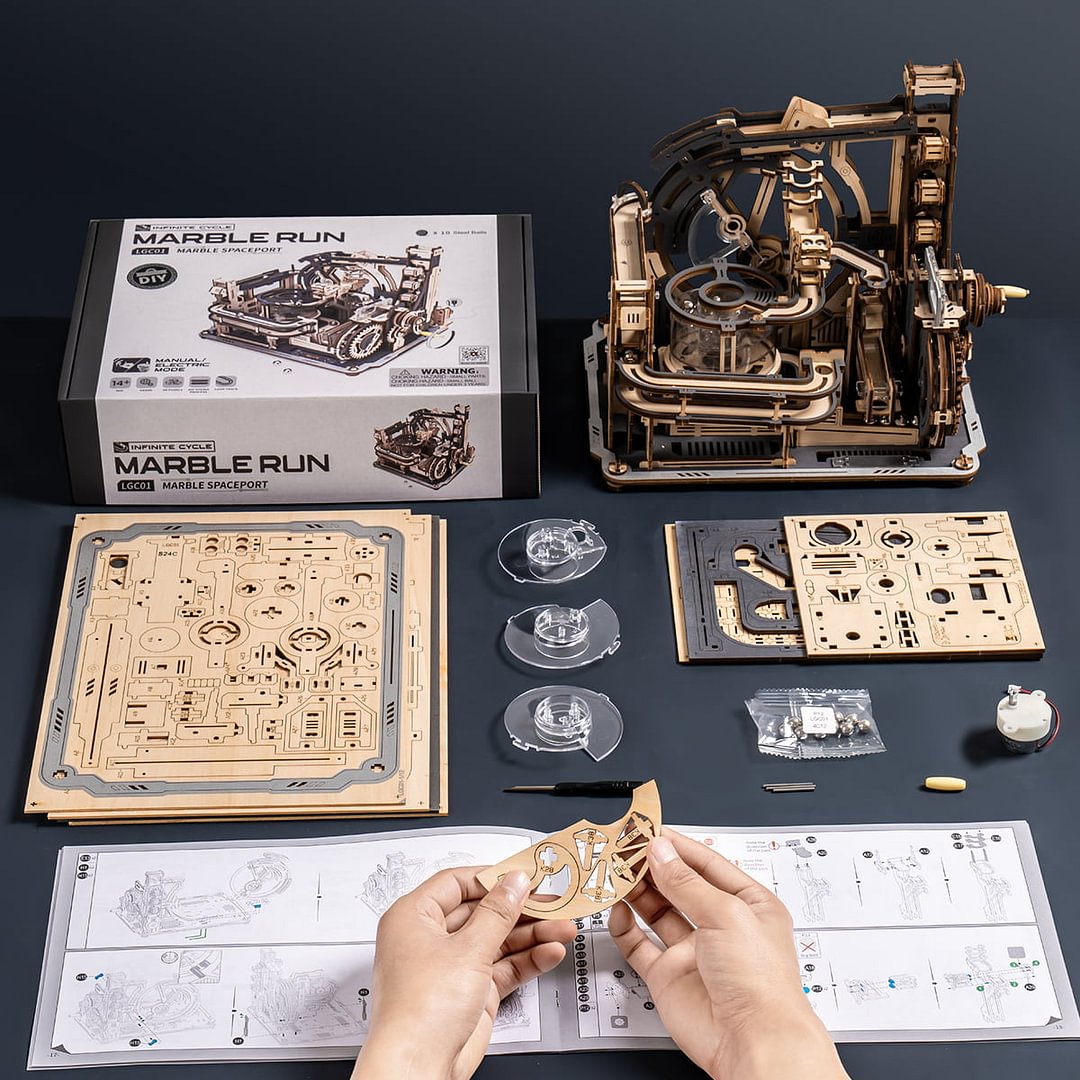 Title 5, ROKR Marble Run Elektrischer Spaceport 3D Holzp...