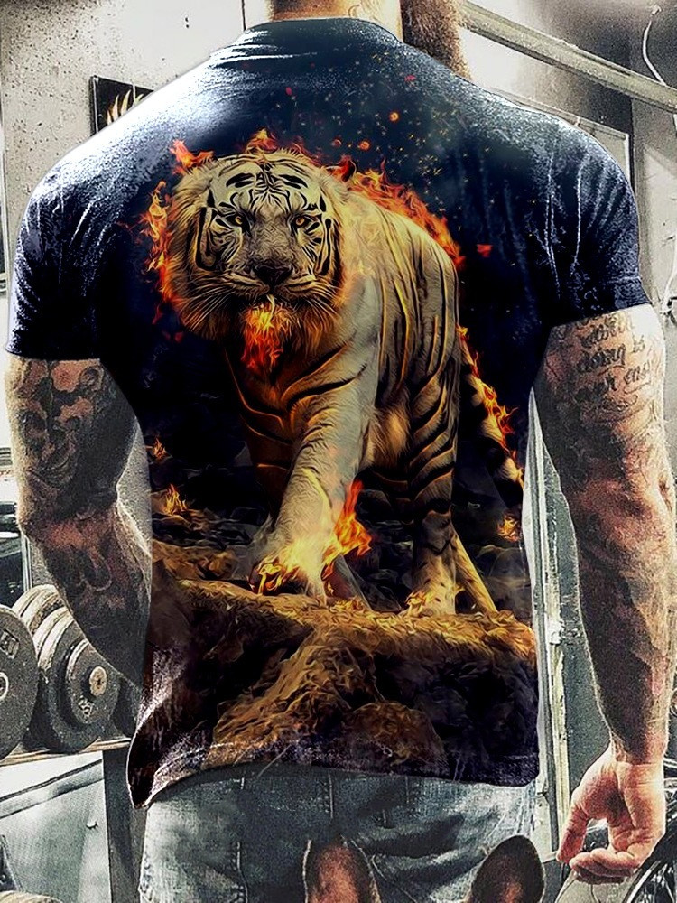 Title 6, T-shirt da uomo estivo con leone animale, perfe...