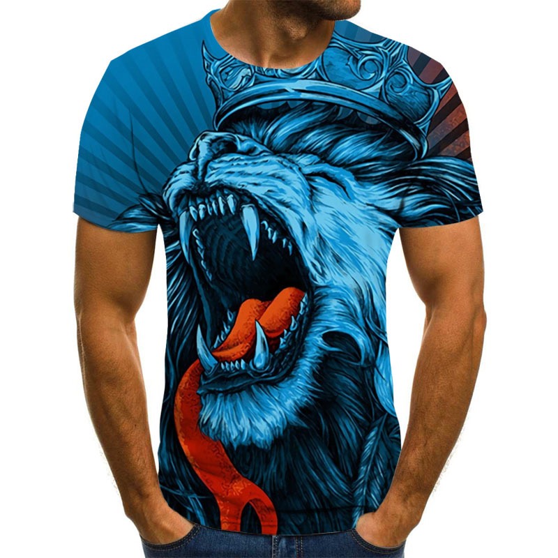 Title 7, Camiseta masculina de verão com estampa de leão...