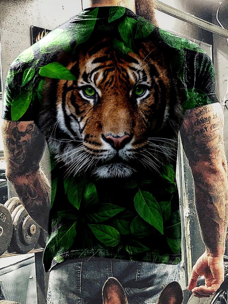 Title 8, Mens summer animal beast lion t-shirt, a comfo...