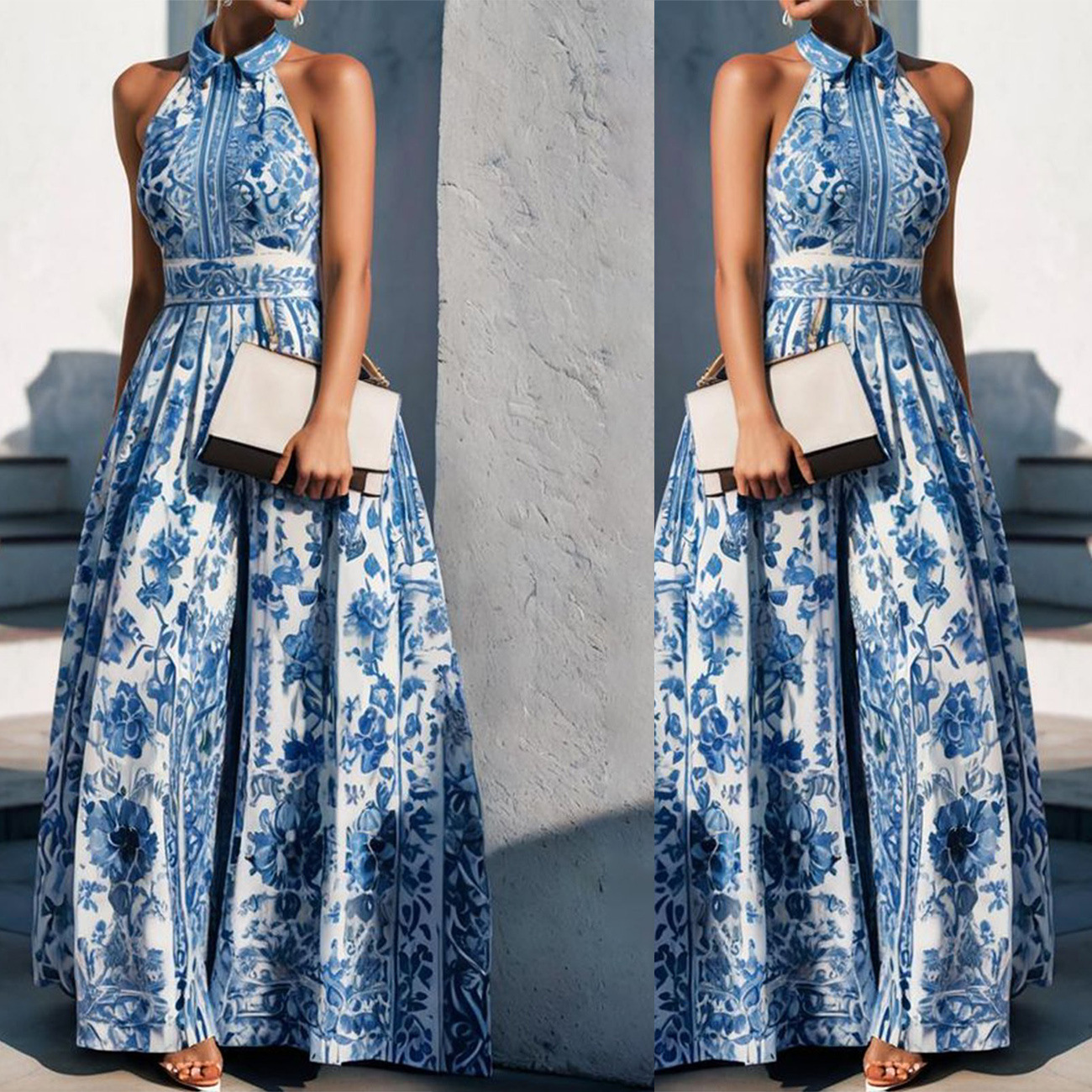 Title 3, European And American Printed Long Dress