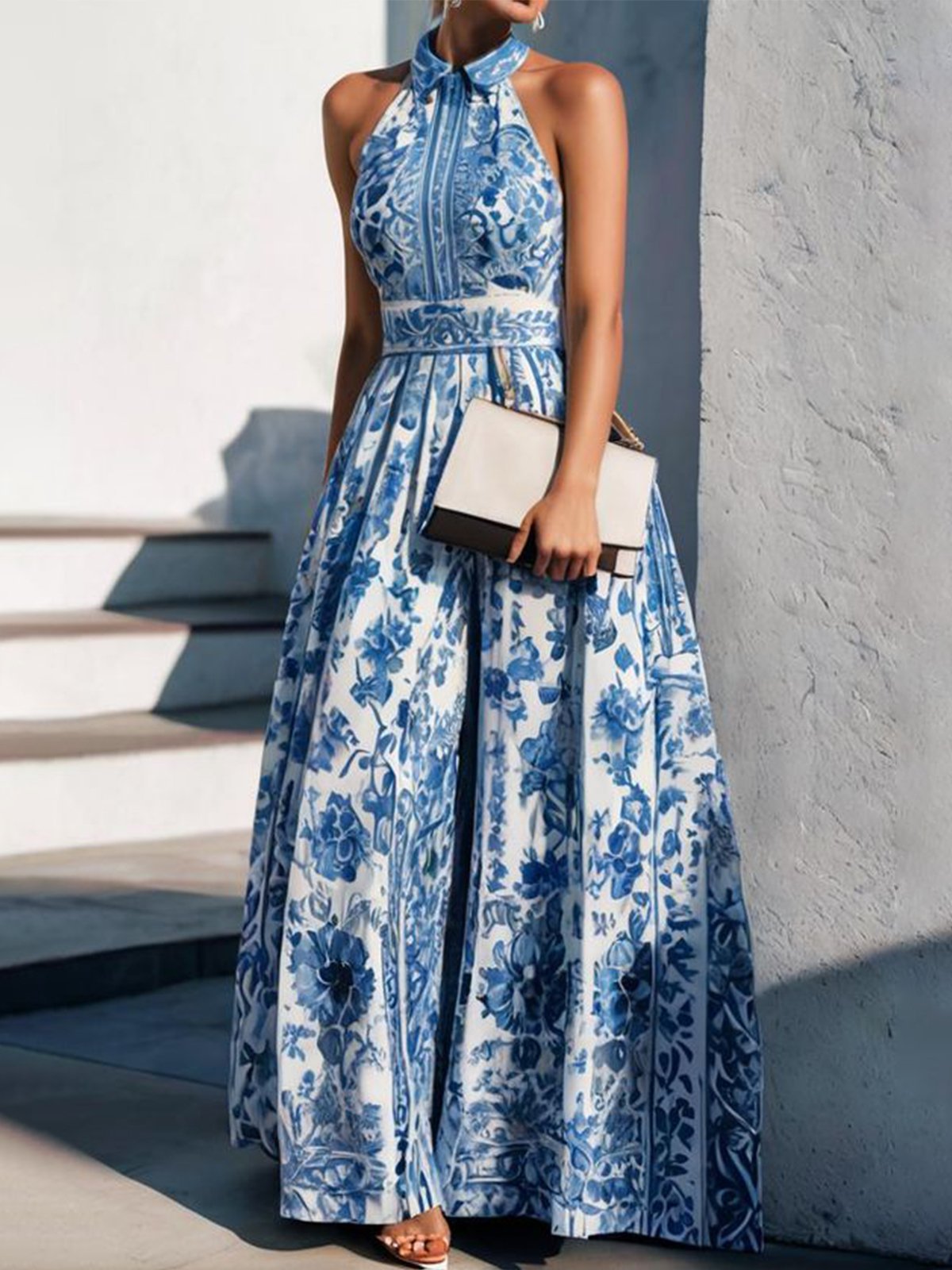 Title 4, European And American Printed Long Dress