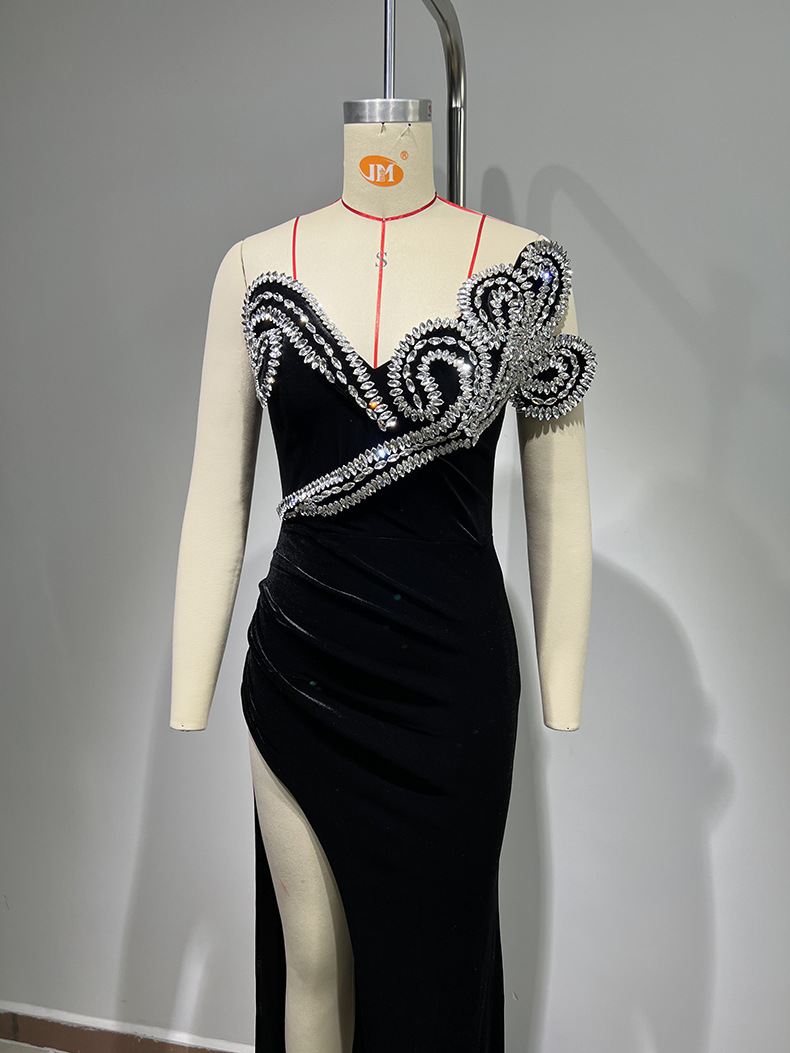 Title 5, High-End Rhinestone High Slit Dress. Exquisite ...