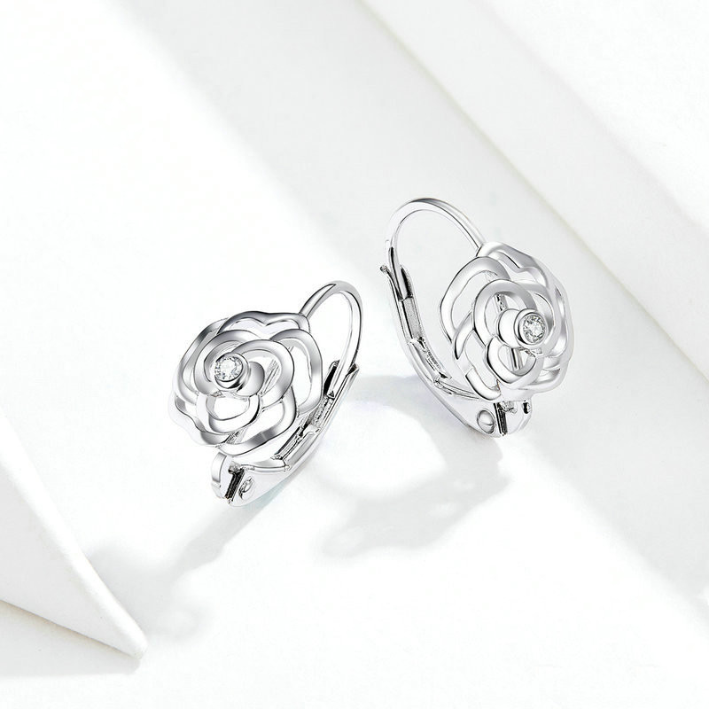 Title 5, Pendientes de plata rosa Personalidad de la mod...