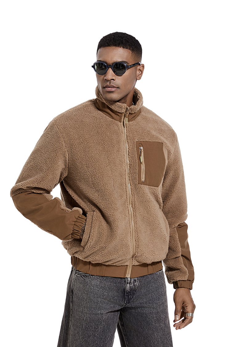 Title 5, Jaqueta masculina de fleece com gola alta e cor...