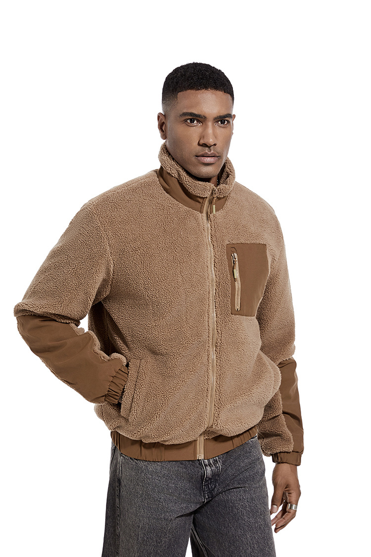 Title 7, Jaqueta masculina de fleece com gola alta e cor...