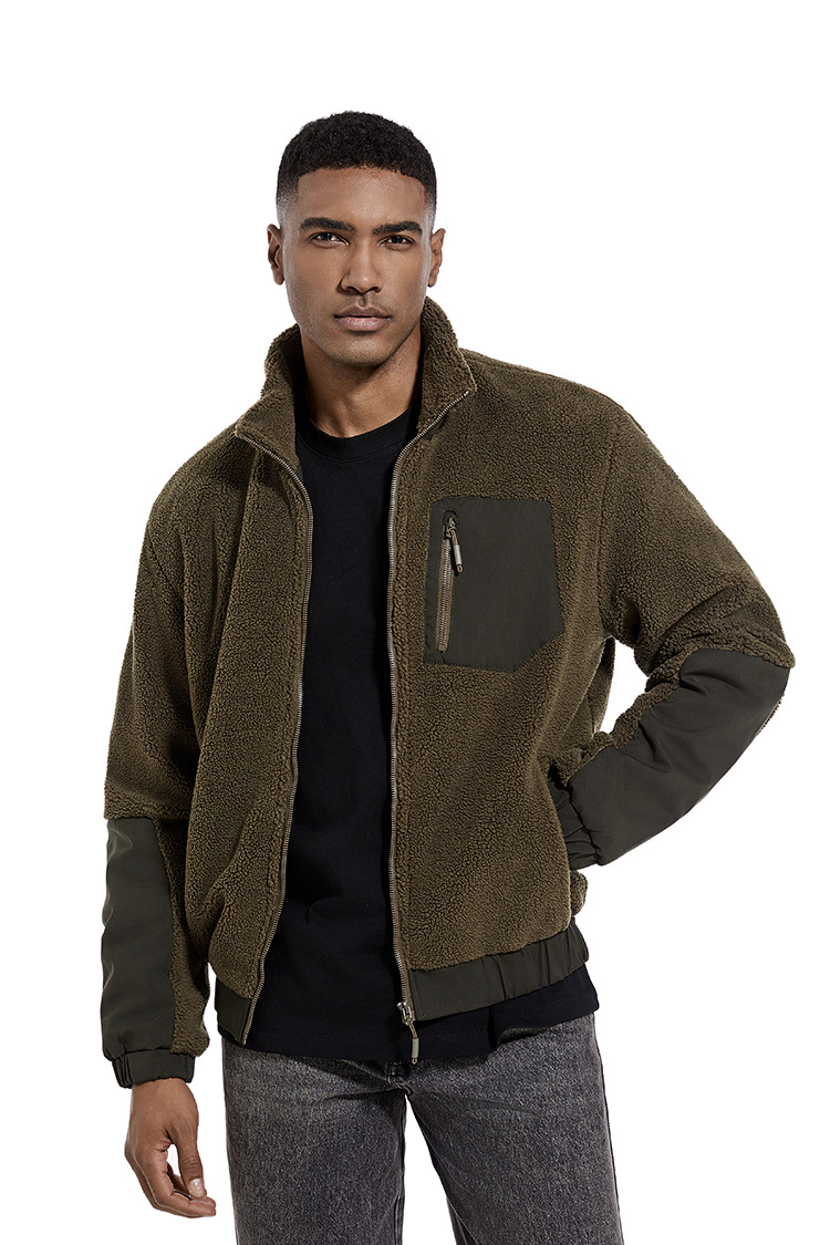 Title 22, Mens Standing Collar Solid Color Fleece Jacket...