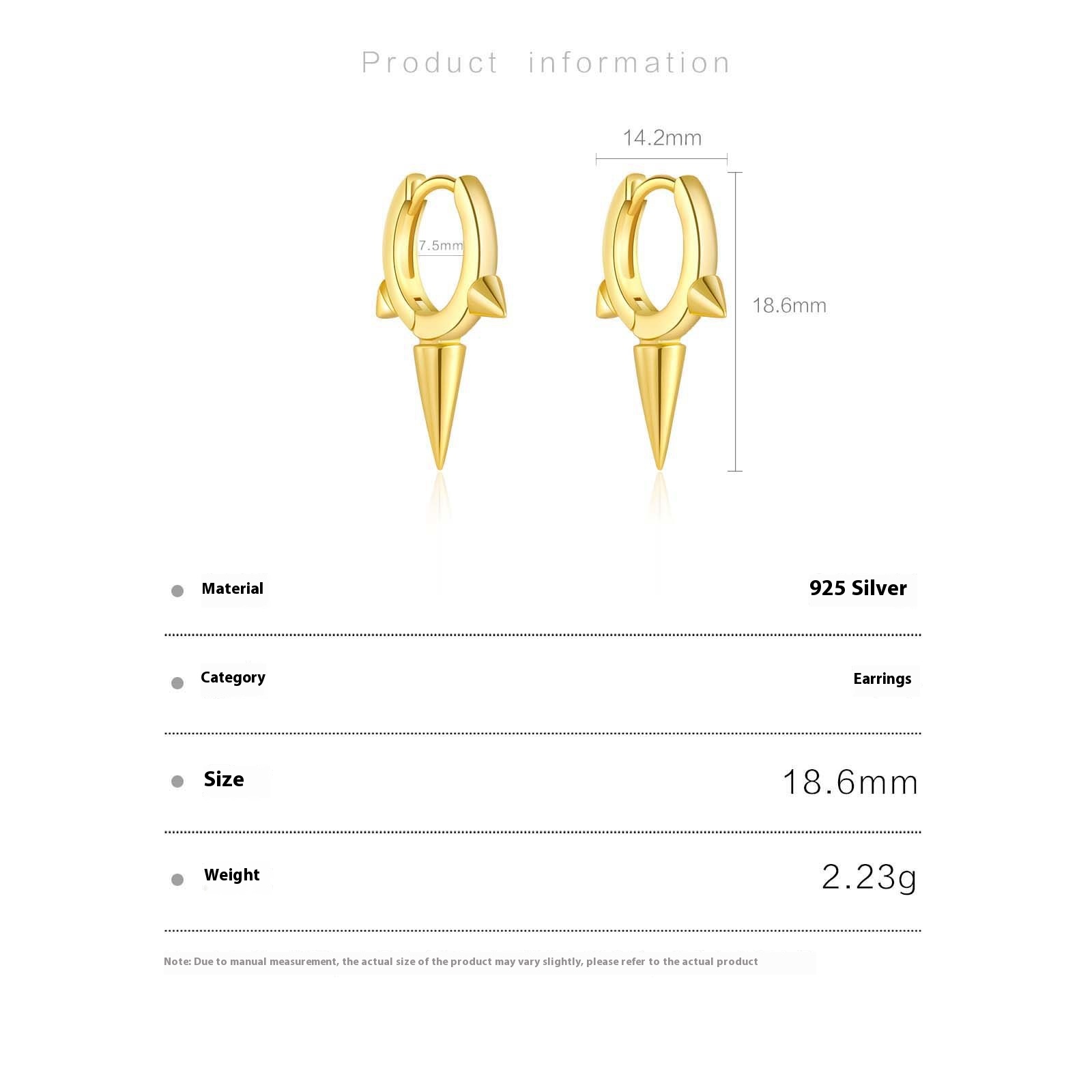 Title 8, S925 Sterling Silver Tapered Drop Earrings