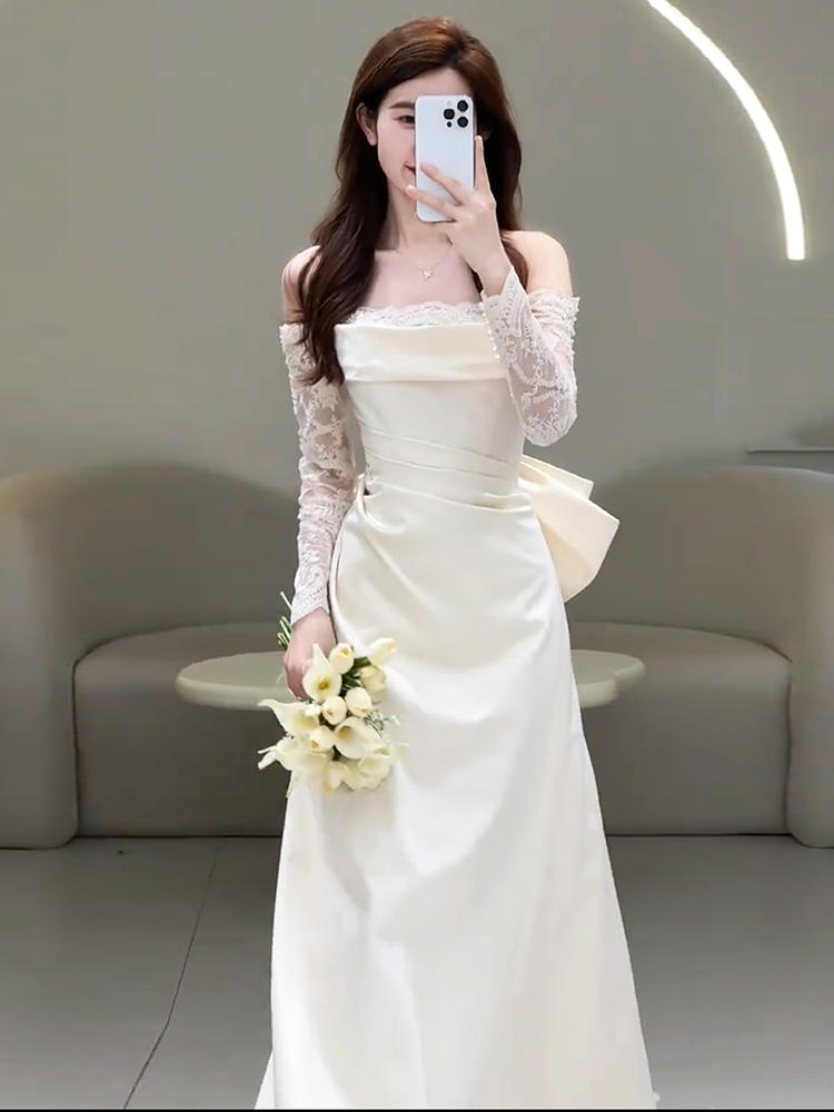 Title 4, Off-shoulder Light Wedding Dress Bridal Simple ...