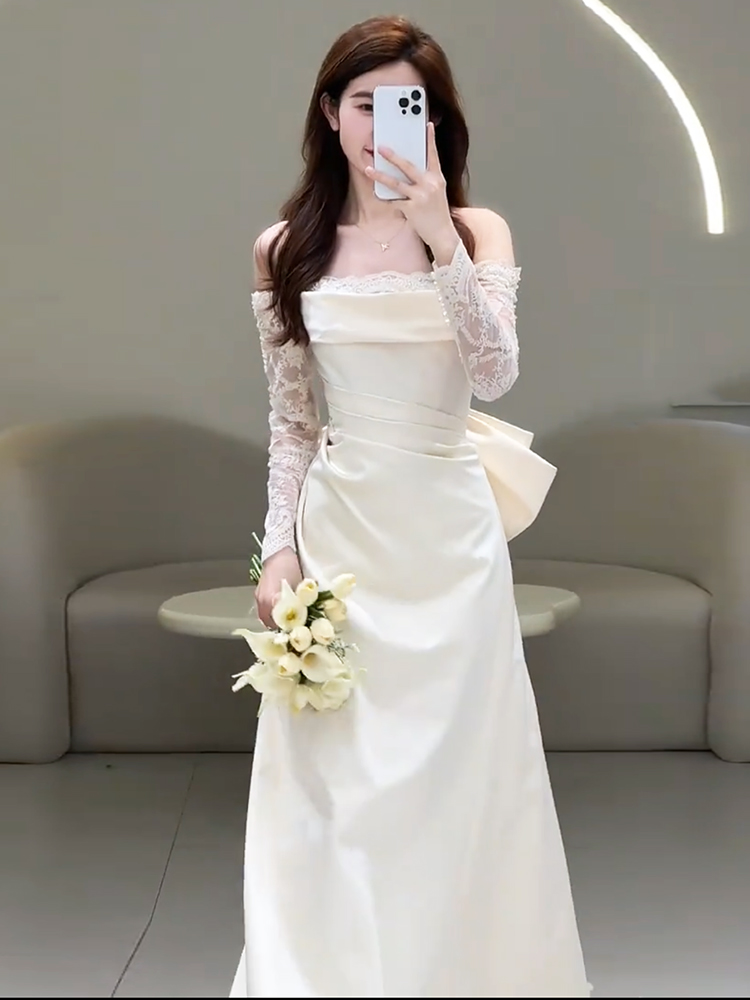 Title 5, Off-shoulder Light Wedding Dress Bridal Simple ...