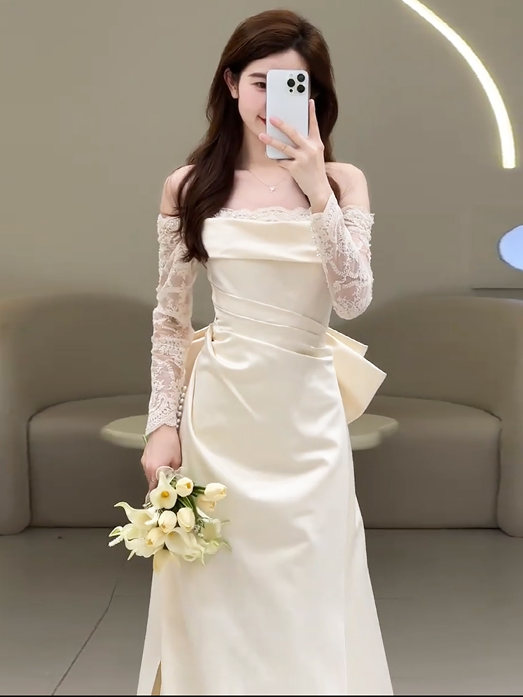 Title 6, Off-shoulder Light Wedding Dress Bridal Simple ...