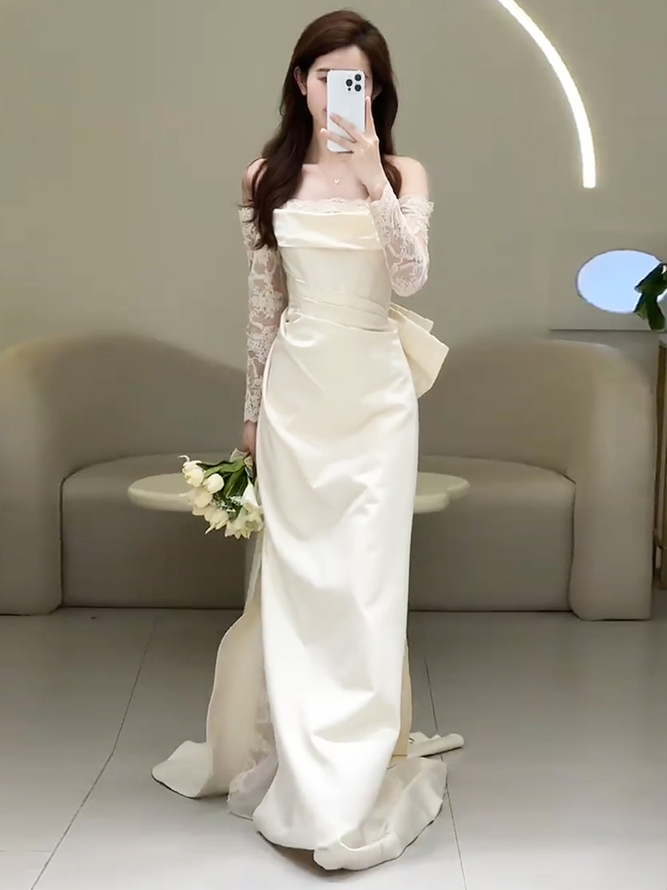 Title 8, Off-shoulder Light Wedding Dress Bridal Simple ...