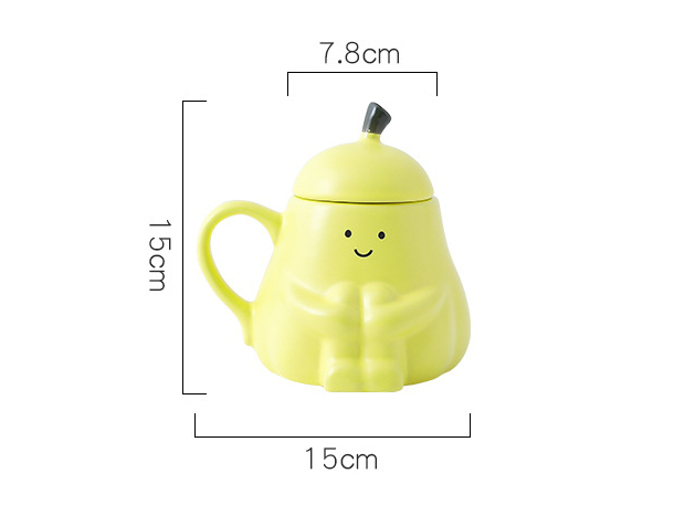 Title 1, Cute Pear Ceramic Water Cup Cartoon With Lid