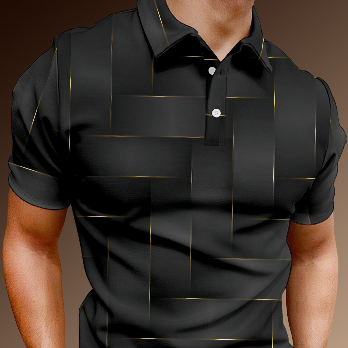 Title 2, Herren Polo Shirt mit Plaid-Print Kurzarm Atmun...