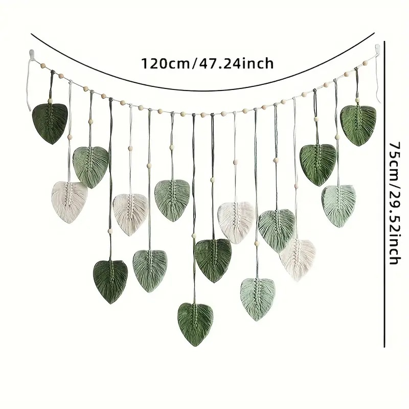 Boho Macrame Wall Hanging with Leaves