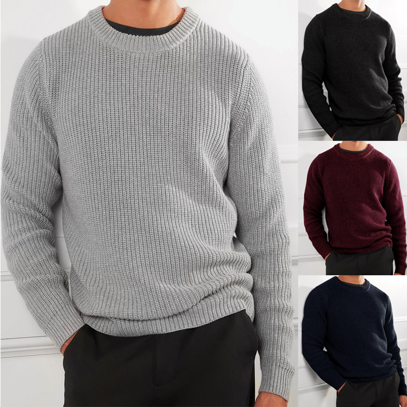 Title 6, Herren Strickpullover in Unifarbe, lässig, atmu...