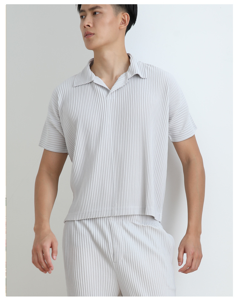 Title 2, Life Mens Miyake Folded Tops Polo Shirt Short ...