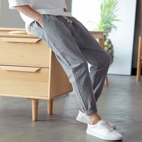 Title 2, Mens Summer Casual Pants Cotton Linen Trousers...