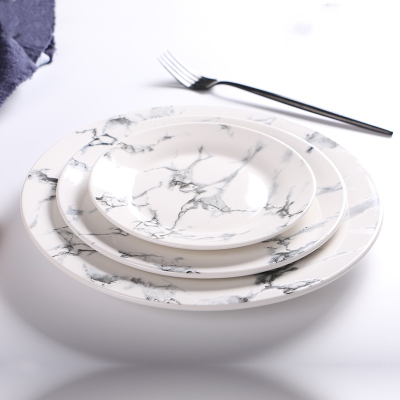 Title 6, Ceramic Plate Household Marbling Plate Dish