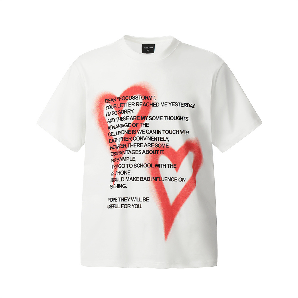 Title 12, Fashion Love Letter print heren T-shirt met kor...