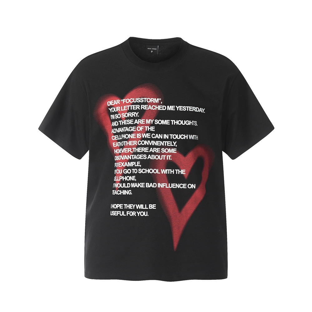 Title 13, Fashion Love Letter print heren T-shirt met kor...