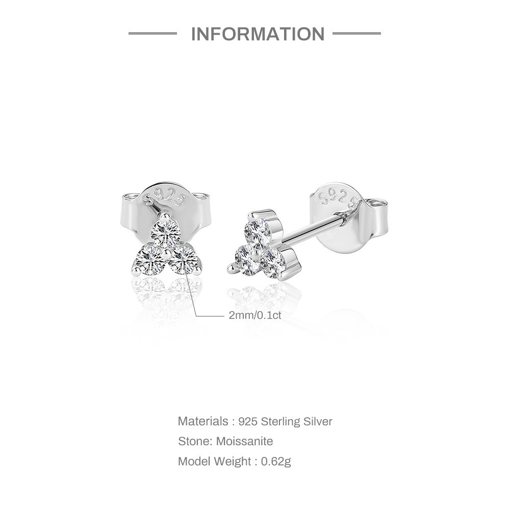 Title 2, Classic Triple Diamond Stud Earrings