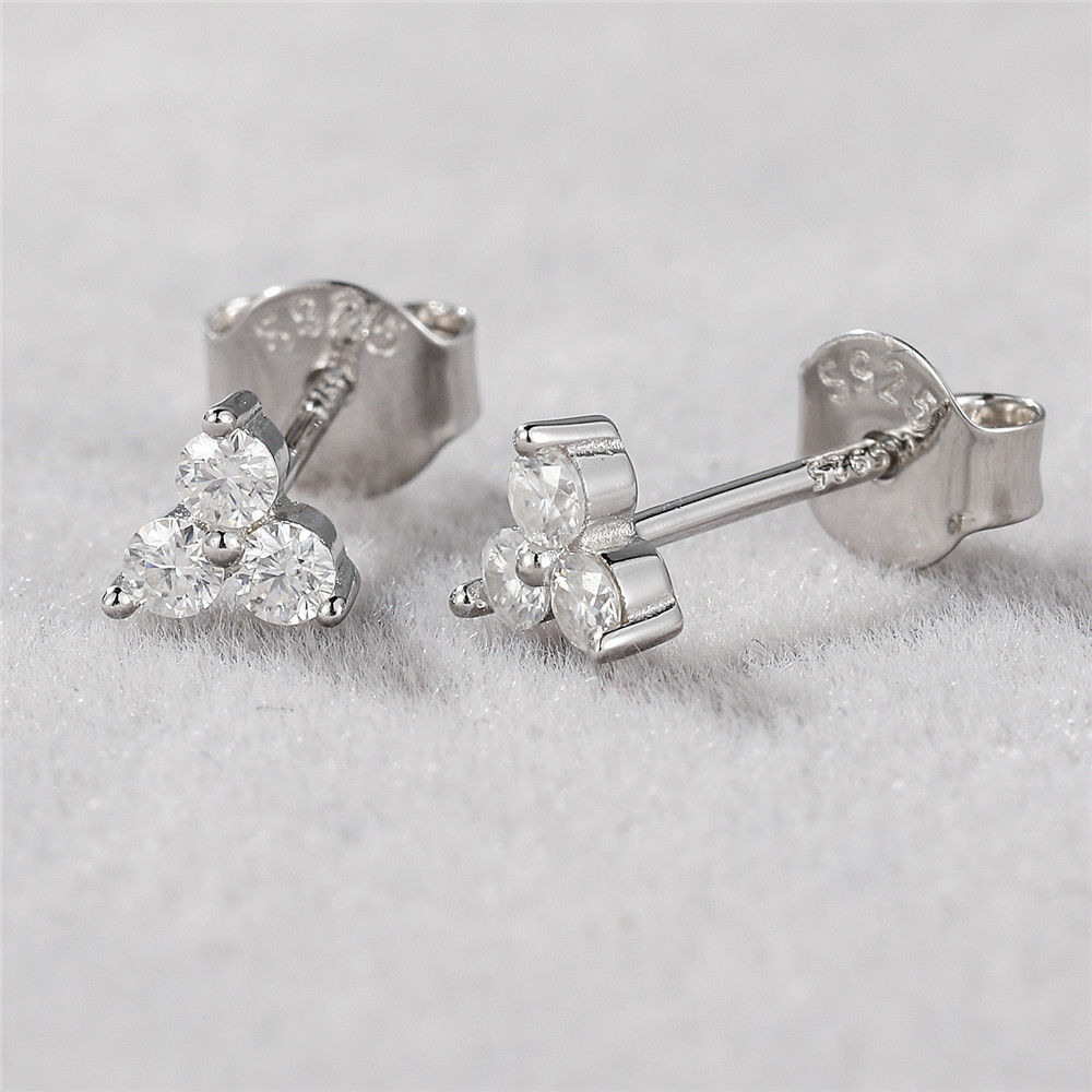 Title 3, Classic Triple Diamond Stud Earrings