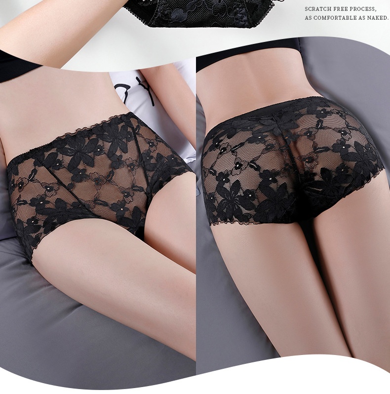 Title 4, High Waist Hollow-out Lace Flower Underwear Bel...