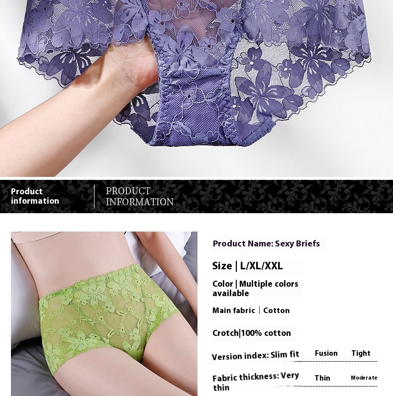 Title 5, High Waist Hollow-out Lace Flower Underwear for...