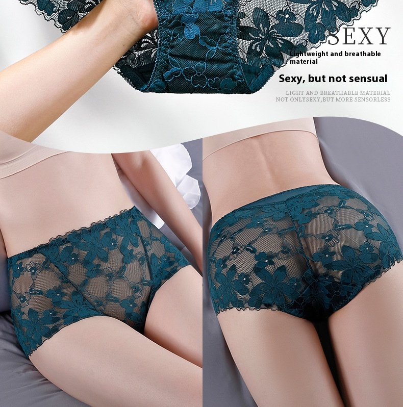 Title 6, High Waist Hollow-out Lace Flower Underwear Bel...