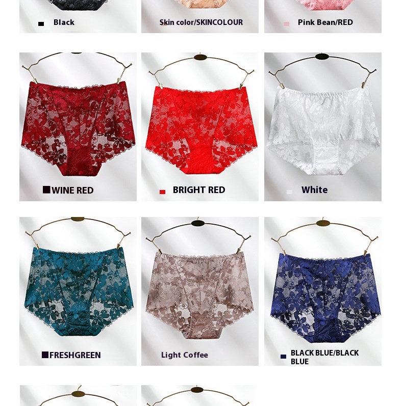 Title 8, High Waist Hollow-out Lace Flower Underwear Bel...