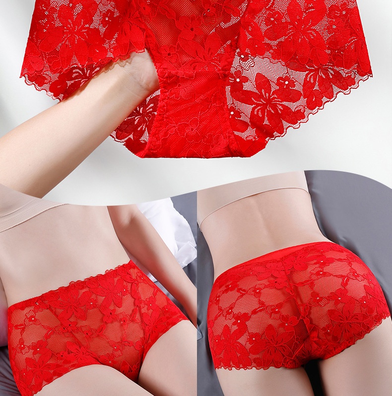 Title 11, High Waist Hollow-out Lace Flower Underwear Bel...