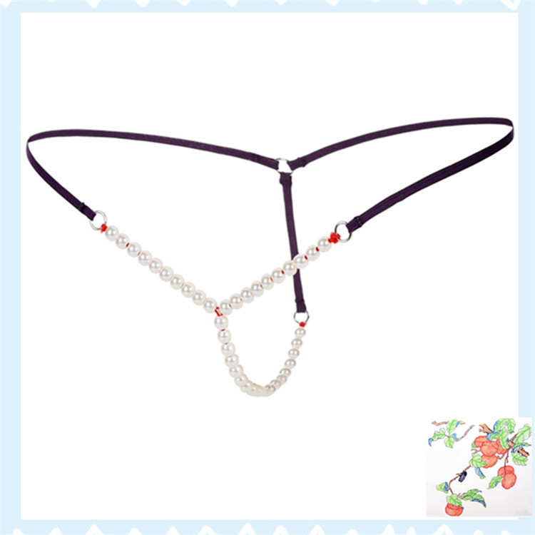 Title 2, Womens transparent beads T-back underwear with...