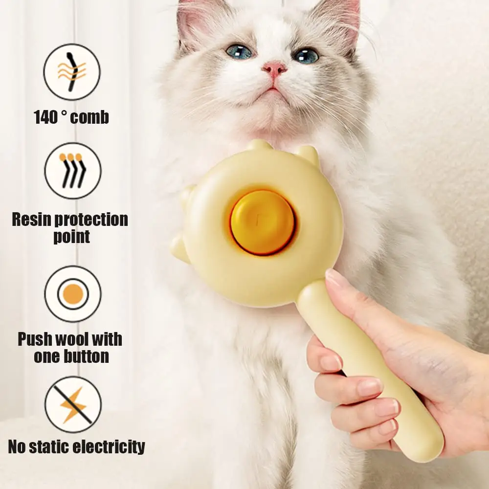 Pet Hair Cleaner Brush Cat Grooming with Release Button