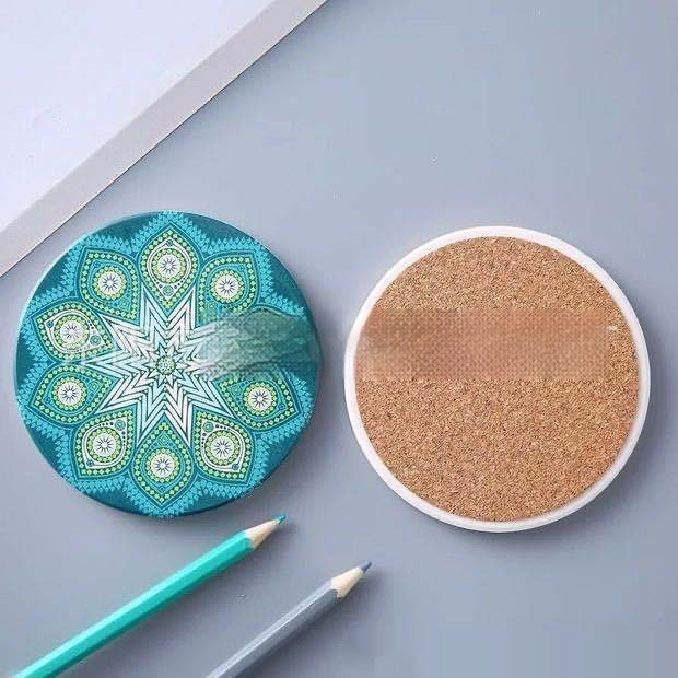 Title 3, Nordic Style Datura Flowers Cork Cup Mat. Prote...