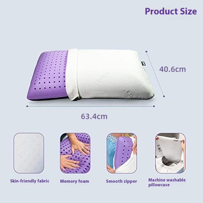 Lavender Memory Foam Breathable Ventilation Pillow for Sleep Comfort