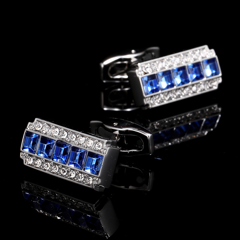 Title 4, Crystal Cufflinks French Shirt Business Blue an...