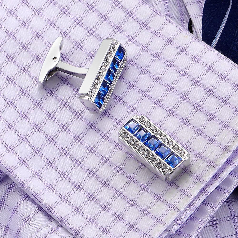 Title 5, Crystal Cufflinks French Shirt Business Blue an...