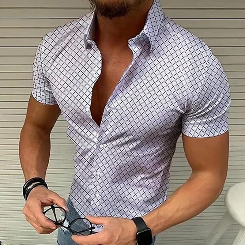 Title 2, Camicia a maniche corte scozzese da uomo casual...